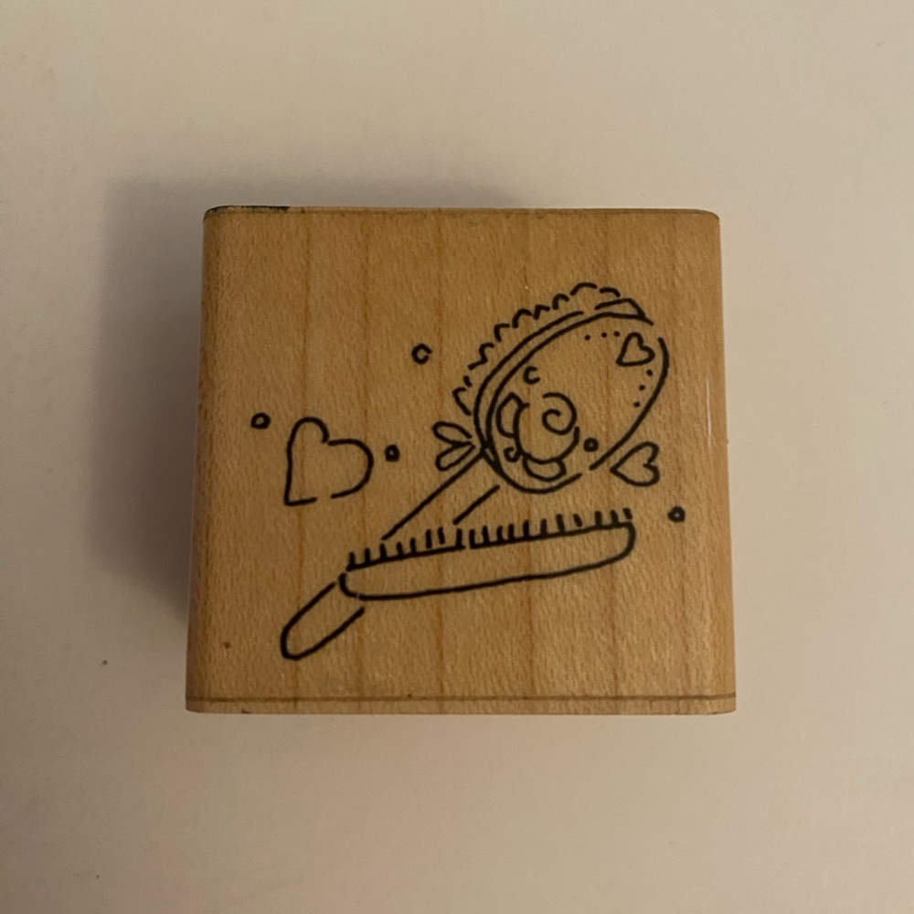 JRL Design comb & brush rubber stamp